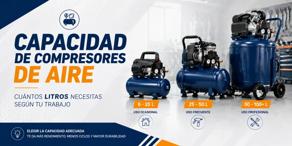 compresor de aire por capacidad 50 litros en taller